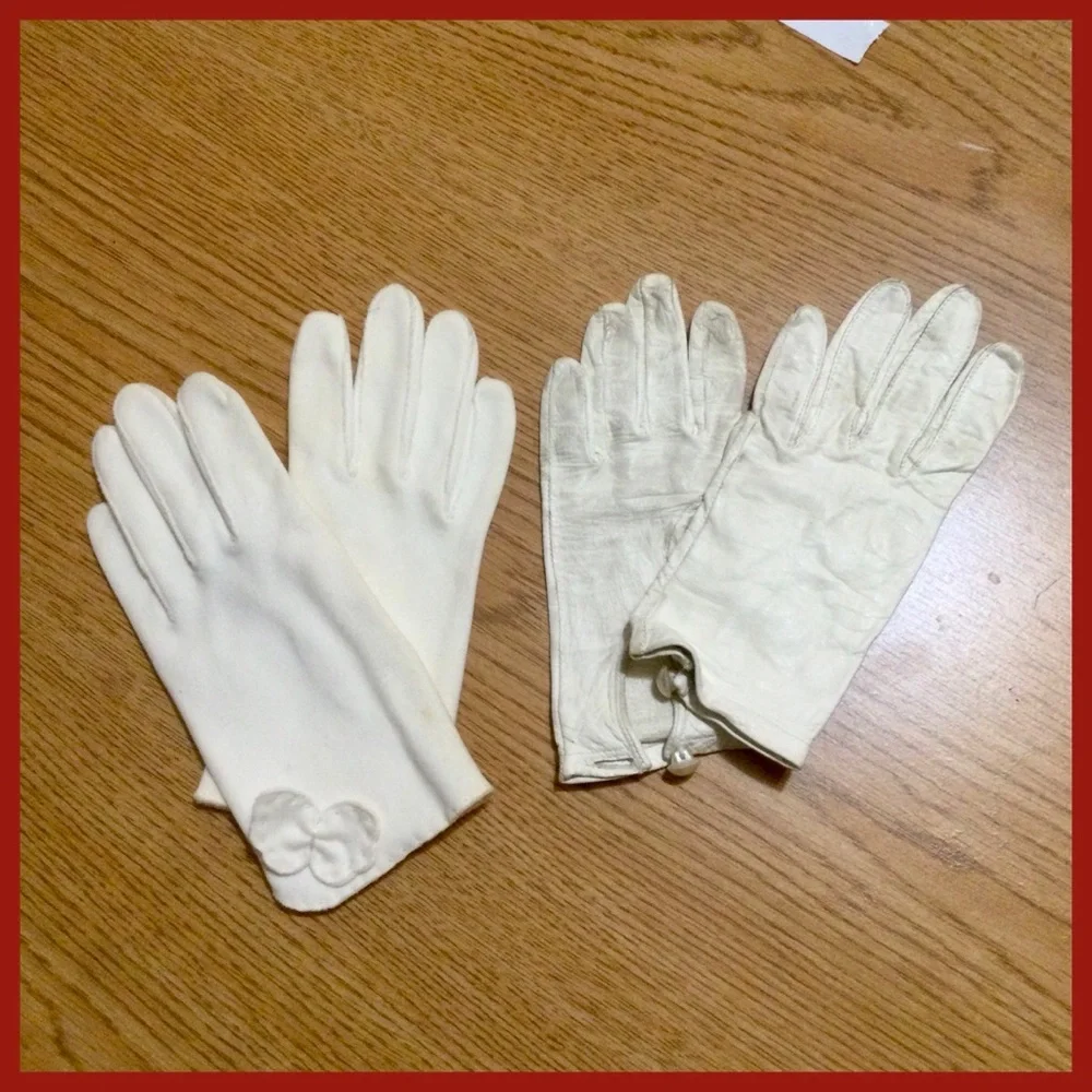 2pr Vtg Gloves, sz 4